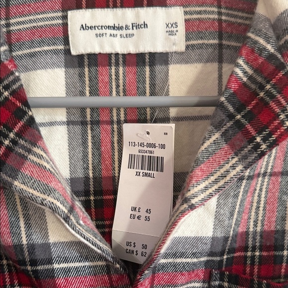 Abercrombie & Fitch Plaid Sleep top XXS – NWT Red & Black soft sleep - Picture 2 of 3
